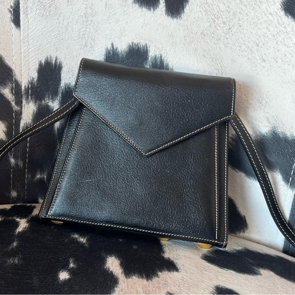 Salvatore Ferragamo Black Leather Envelope Crossbody Bag 213664
